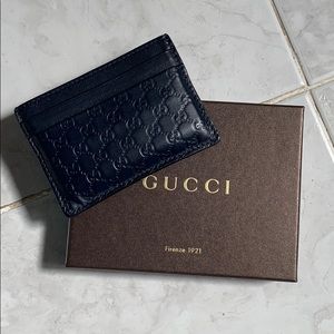 Gucci Card Case Microguccisma Soft Midnight Blue